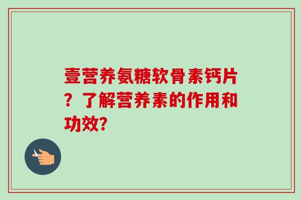 壹营养氨糖软骨素钙片？了解营养素的作用和功效？
