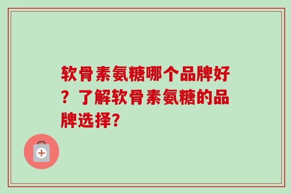 软骨素氨糖哪个品牌好?了解软骨素氨糖的品牌选择? 软骨素氨糖哪个品牌好?了解软骨素氨糖的品牌选择?
