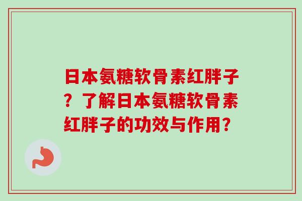 日本氨糖软骨素红胖子？了解日本氨糖软骨素红胖子的功效与作用？