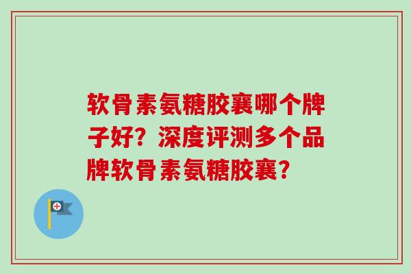 软骨素氨糖胶襄哪个牌子好?深度评测多个品牌软骨素氨糖胶襄? 软骨素氨糖胶襄哪个牌子好?深度评测多个品牌软骨素氨糖胶襄?