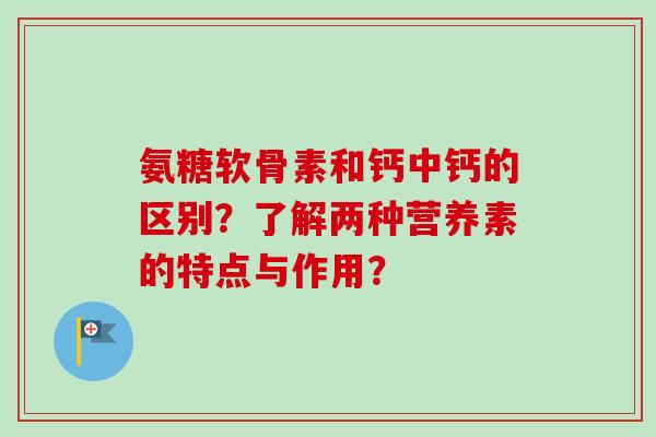 氨糖软骨素和钙中钙的区别？了解两种营养素的特点与作用？