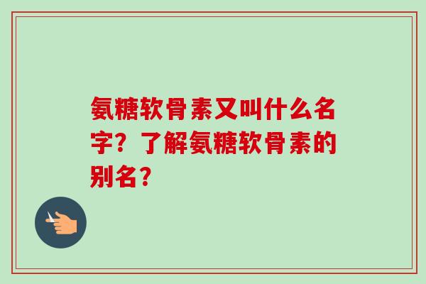 氨糖软骨素又叫什么名字？了解氨糖软骨素的别名？