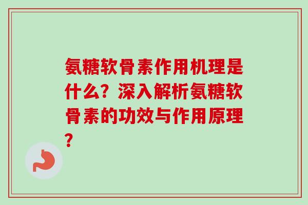 氨糖软骨素作用机理是什么？深入解析氨糖软骨素的功效与作用原理？