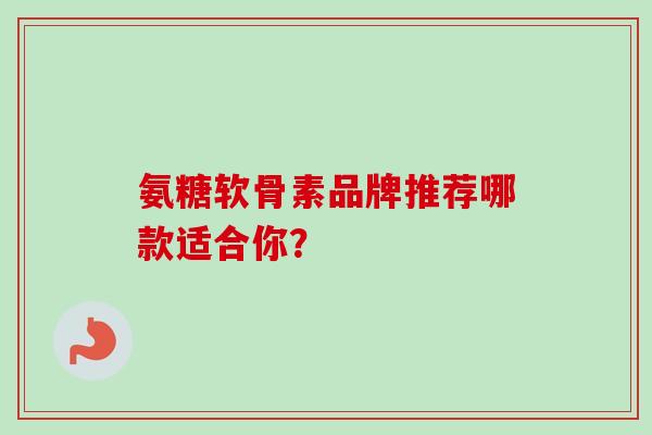 氨糖软骨素品牌推荐哪款适合你？