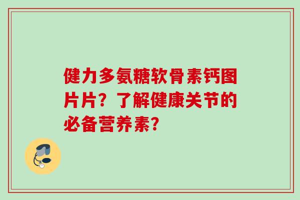 健力多氨糖软骨素钙图片片？了解健康关节的必备营养素？