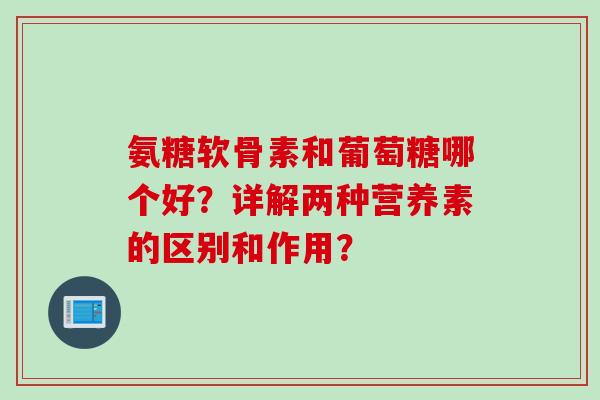 氨糖软骨素和葡萄糖哪个好？详解两种营养素的区别和作用？