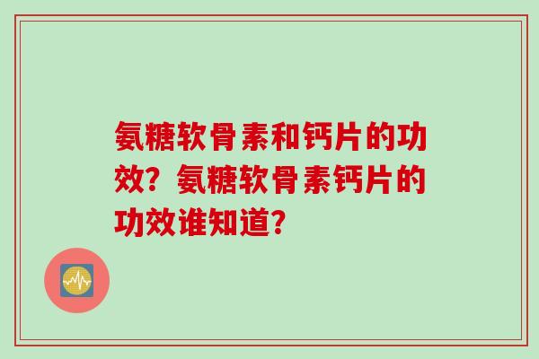 氨糖软骨素和钙片的功效？氨糖软骨素钙片的功效谁知道？