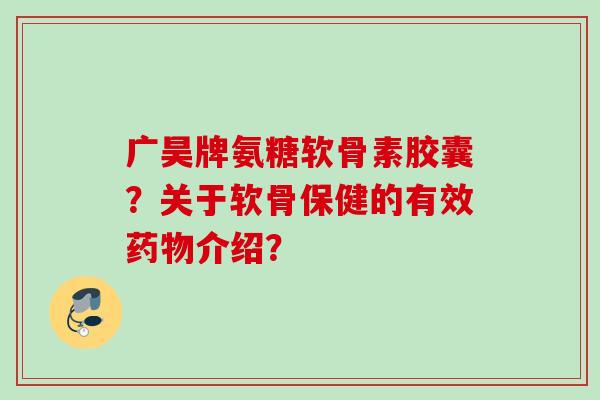 广昊牌氨糖软骨素胶囊？关于软骨保健的有效药物介绍？