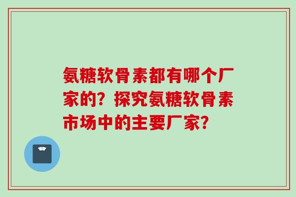 氨糖软骨素都有哪个厂家的？探究氨糖软骨素市场中的主要厂家？