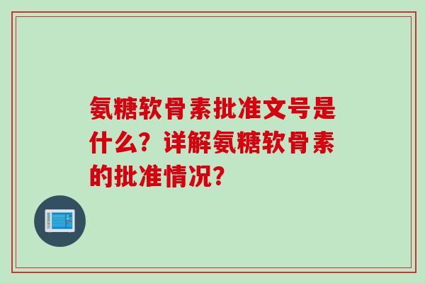 氨糖软骨素批准文号是什么？详解氨糖软骨素的批准情况？