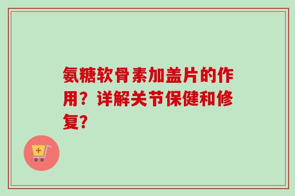 氨糖软骨素加盖片的作用？详解关节保健和修复？
