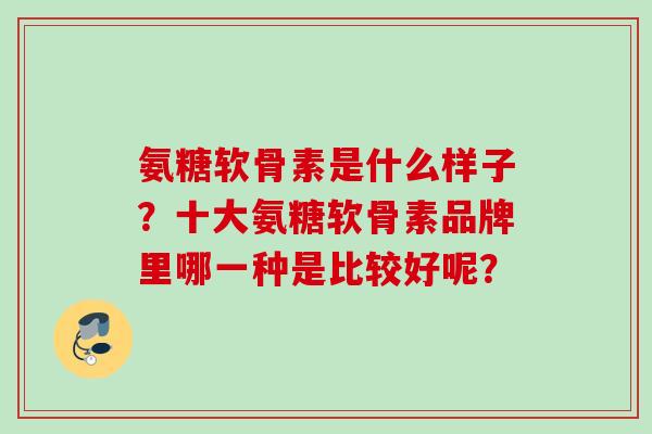 氨糖软骨素是什么样子？十大氨糖软骨素品牌里哪一种是比较好呢？