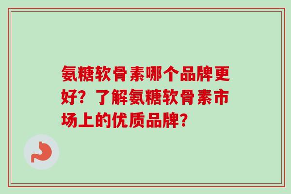 氨糖软骨素哪个品牌更好？了解氨糖软骨素市场上的优质品牌？