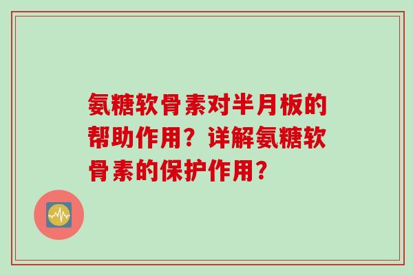氨糖软骨素对半月板的帮助作用？详解氨糖软骨素的保护作用？