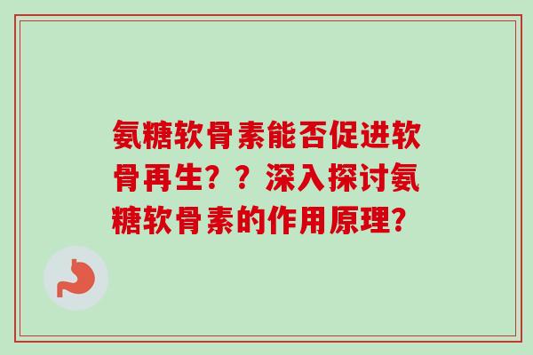 氨糖软骨素能否促进软骨再生？？深入探讨氨糖软骨素的作用原理？