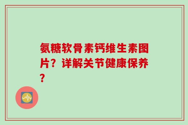 氨糖软骨素钙维生素图片？详解关节健康保养？