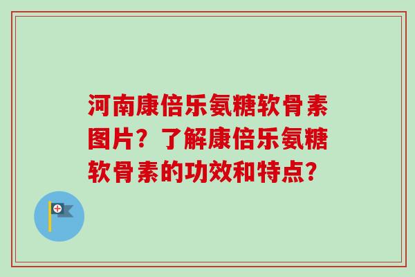 河南康倍乐氨糖软骨素图片？了解康倍乐氨糖软骨素的功效和特点？