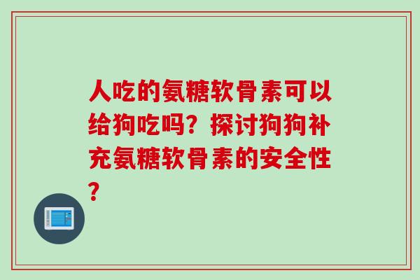人吃的氨糖软骨素可以给狗吃吗？探讨狗狗补充氨糖软骨素的安全性？