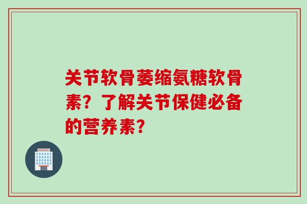 关节软骨萎缩氨糖软骨素？了解关节保健必备的营养素？