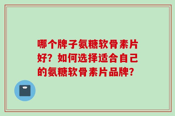 哪个牌子氨糖软骨素片好？如何选择适合自己的氨糖软骨素片品牌？