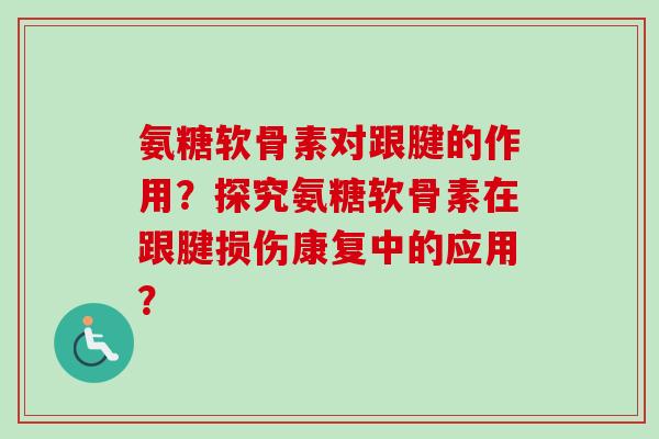 氨糖软骨素对跟腱的作用？探究氨糖软骨素在跟腱损伤康复中的应用？