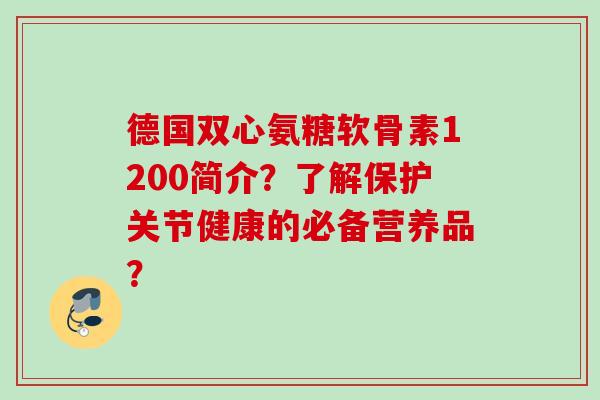 德国双心氨糖软骨素1200简介？了解保护关节健康的必备营养品？
