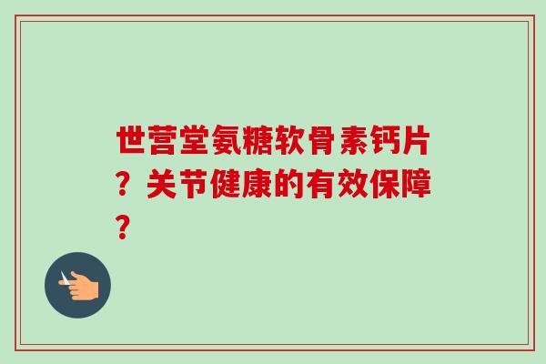 世营堂氨糖软骨素钙片？关节健康的有效保障？