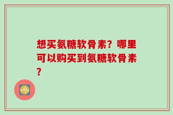 想买氨糖软骨素？哪里可以购买到氨糖软骨素？