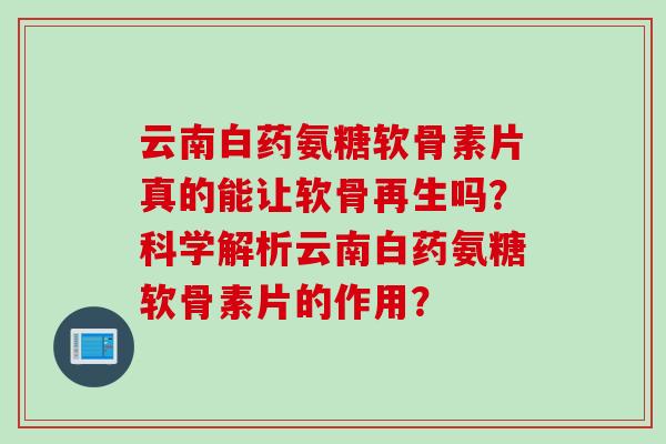 云南白药氨糖软骨素片真的能让软骨再生吗？科学解析云南白药氨糖软骨素片的作用？