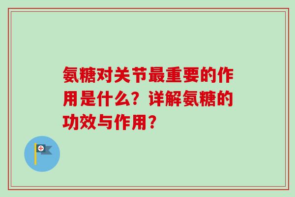 氨糖对关节最重要的作用是什么？详解氨糖的功效与作用？