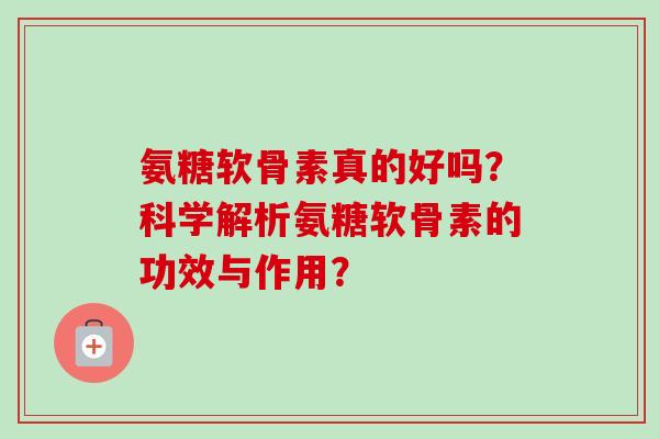 氨糖软骨素真的好吗？科学解析氨糖软骨素的功效与作用？