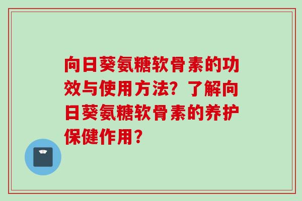 向日葵氨糖软骨素的功效与使用方法？了解向日葵氨糖软骨素的养护保健作用？