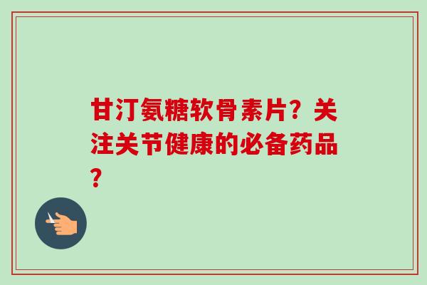 甘汀氨糖软骨素片？关注关节健康的必备药品？