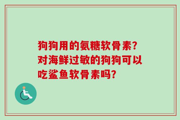 狗狗用的氨糖软骨素？对海鲜过敏的狗狗可以吃鲨鱼软骨素吗？