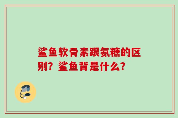 鲨鱼软骨素跟氨糖的区别？鲨鱼背是什么？