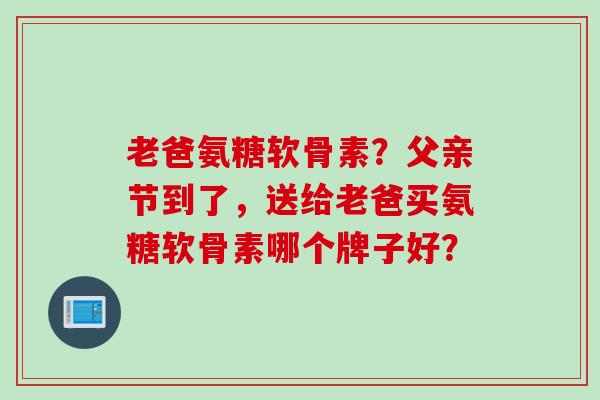老爸氨糖软骨素？父亲节到了，送给老爸买氨糖软骨素哪个牌子好？