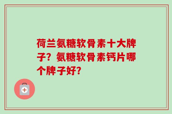 荷兰氨糖软骨素十大牌子？氨糖软骨素钙片哪个牌子好？