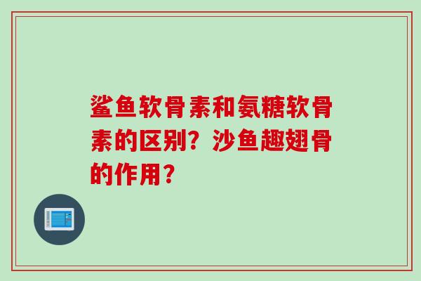 鲨鱼软骨素和氨糖软骨素的区别？沙鱼趣翅骨的作用？