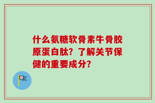 什么氨糖软骨素牛骨胶原蛋白肽？了解关节保健的重要成分？
