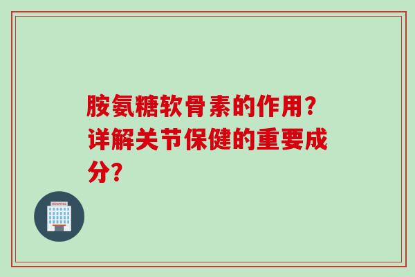 胺氨糖软骨素的作用？详解关节保健的重要成分？