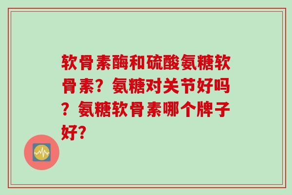 软骨素酶和硫酸氨糖软骨素？氨糖对关节好吗？氨糖软骨素哪个牌子好？