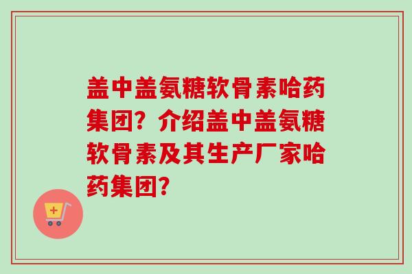 盖中盖氨糖软骨素哈药集团？介绍盖中盖氨糖软骨素及其生产厂家哈药集团？
