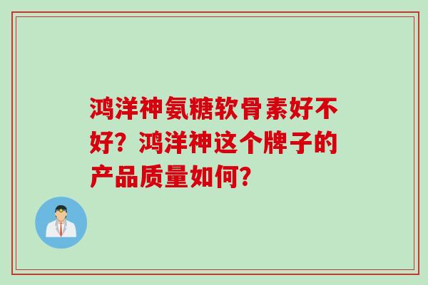 鸿洋神氨糖软骨素好不好？鸿洋神这个牌子的产品质量如何？