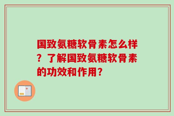 国致氨糖软骨素怎么样？了解国致氨糖软骨素的功效和作用？