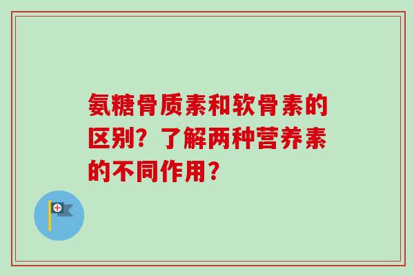 氨糖骨质素和软骨素的区别？了解两种营养素的不同作用？