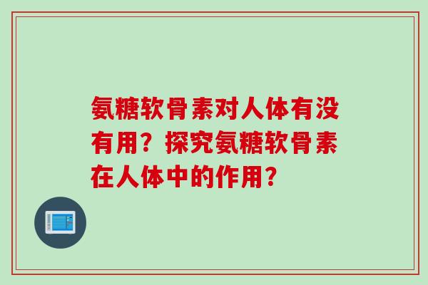 氨糖软骨素对人体有没有用？探究氨糖软骨素在人体中的作用？