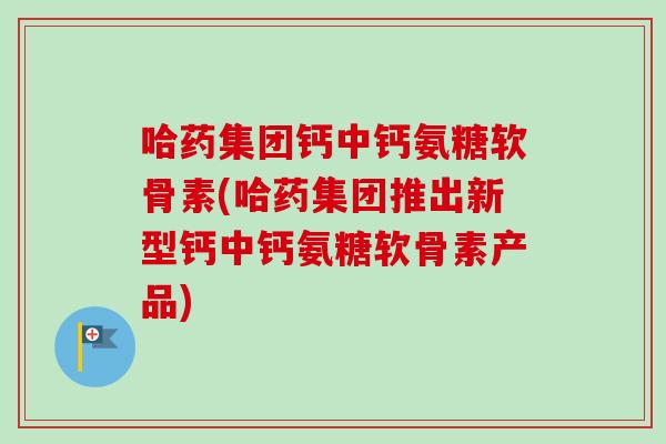 哈药集团钙中钙氨糖软骨素(哈药集团推出新型钙中钙氨糖软骨素产品)