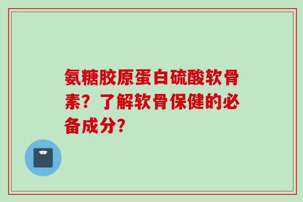 氨糖胶原蛋白硫酸软骨素？了解软骨保健的必备成分？