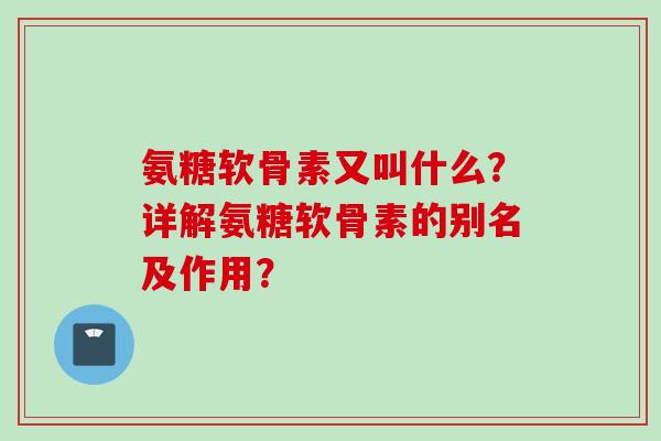 氨糖软骨素又叫什么？详解氨糖软骨素的别名及作用？