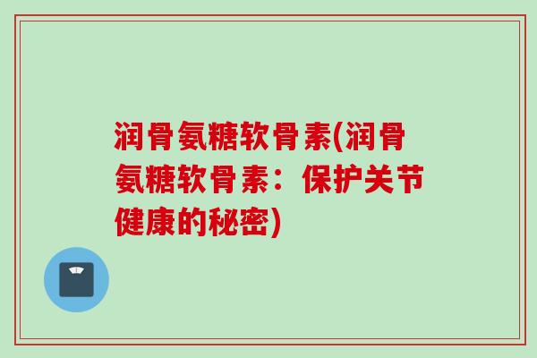 润骨氨糖软骨素(润骨氨糖软骨素：保护关节健康的秘密)